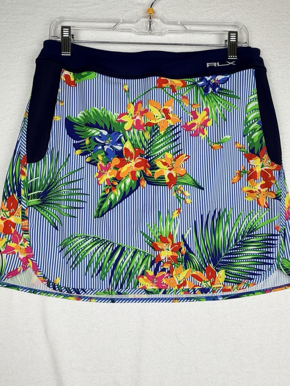 RLX Ralph Lauren Golf Skort Women’s M Tropical Floral Stripe Stretch Tennis